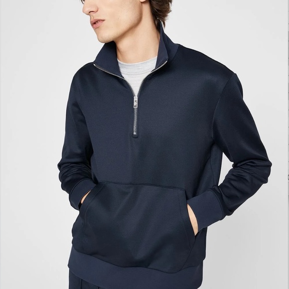 Tech Terry Mock Quarter-Zip Shirt - New With Tags - NEVER WORN - Blue - Picture 3 of 5